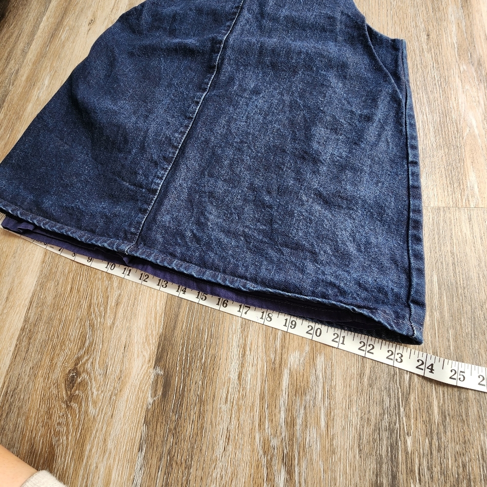 Zara Trafaluc Denim Overall Skirt Dark Blue Mini Size Large - Picture 11 of 13